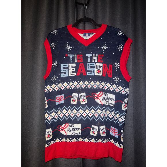 Ugly Christmas Sweater Xmas Vest Size Medium Miller Lite - Picture 1 of 3